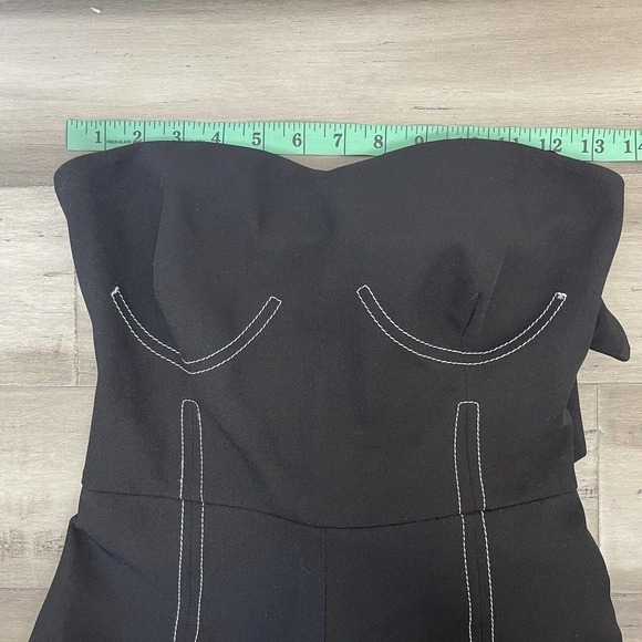 NWT Topshop Contrast Stitch Strapless Jumpsuit Black 6 - Picture 8 of 11